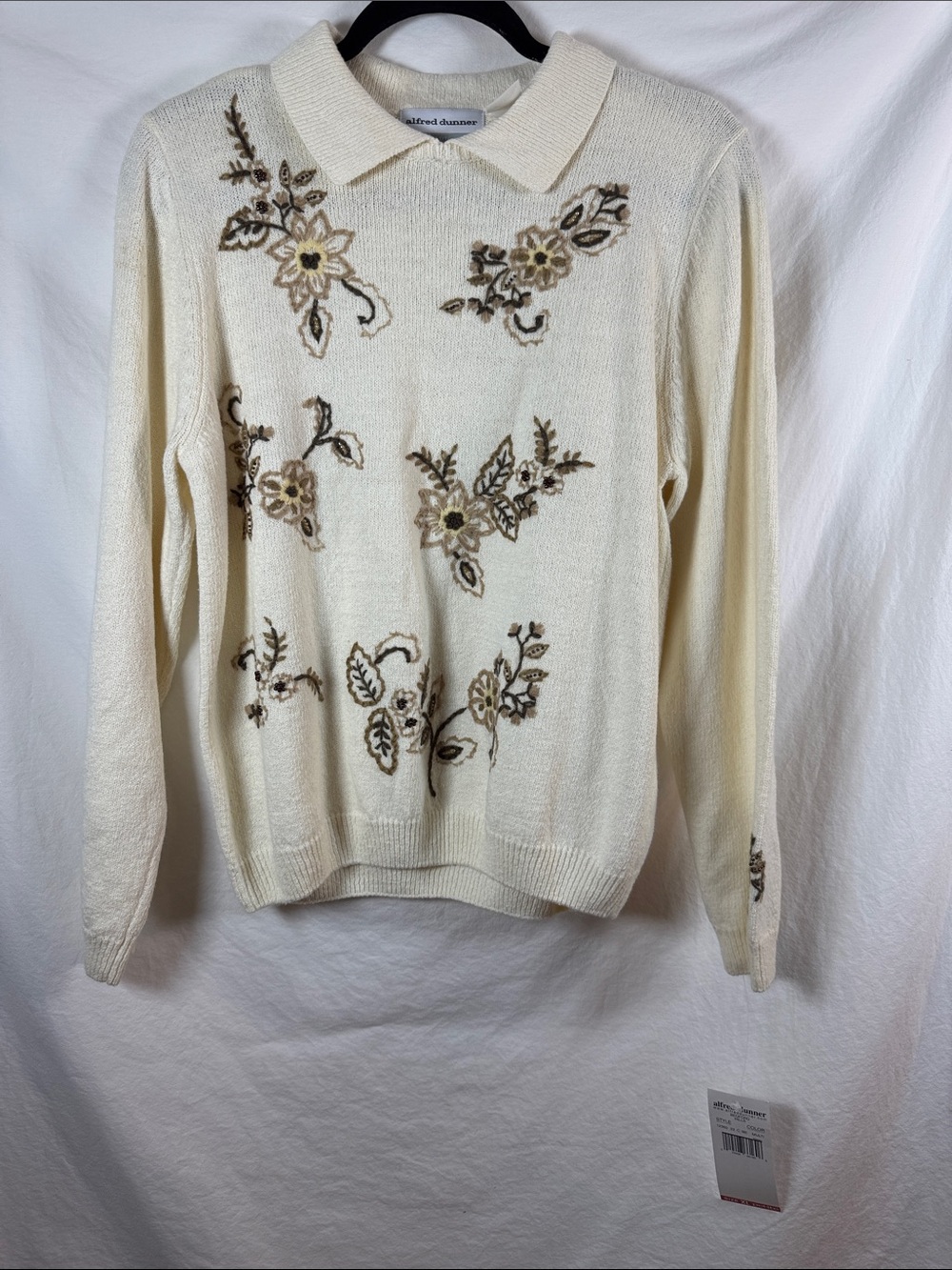 Alfred Dunner Floral Collared Sweater XL Petite NWT